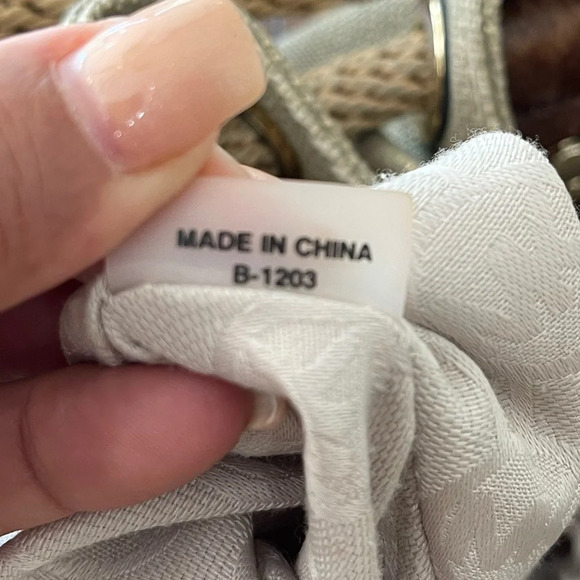 Michael Kors Gold Metallic Marina Large Canvas Drawstring Tote Hobo Bag - Picture 16 of 16